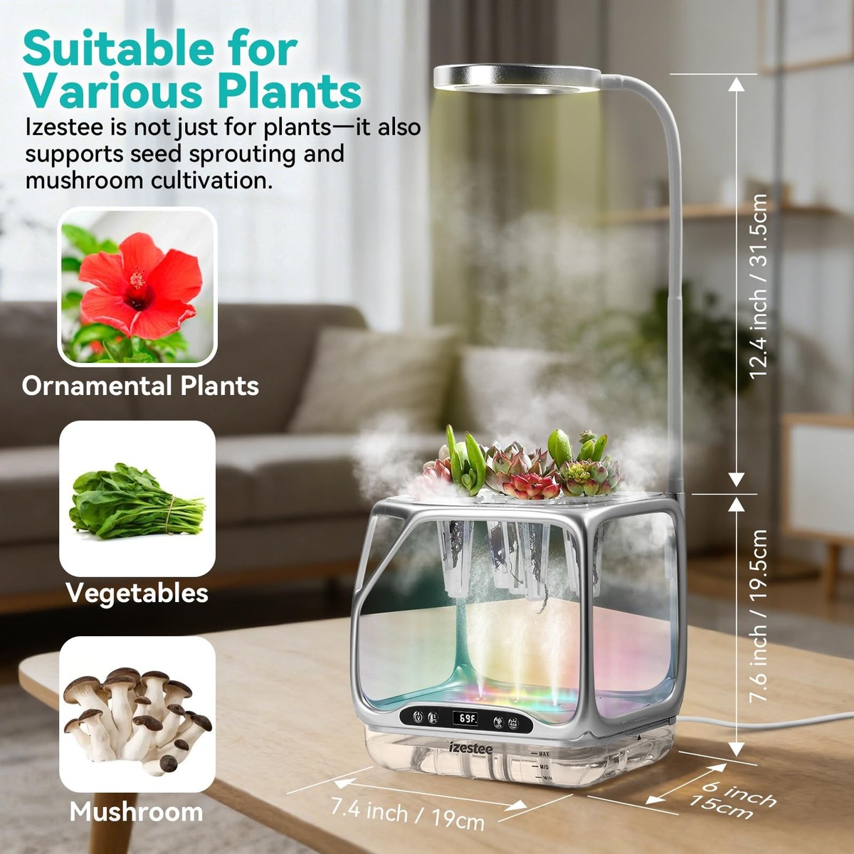 Aeroponics Growing System with Grow Light & Humidifier - Smart