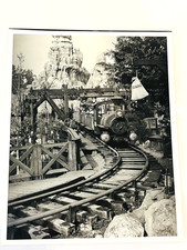 Vtg 1980 Disneyland B&W Photo Big Thunder Strikes Mountain Railroad Coaster CA