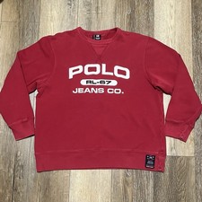 VTG Polo Ralph Lauren Jeans Co Sweatshirt Men’s M Red RL-67 Crew Neck 90s Flag