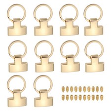 10 Sets Key Fob Hardware with Split Ring Holder for Car Keychain, Light Golden