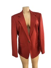 Sag Harbor 100 Wool Red Blazer One Button Size 8 Women s Vintage