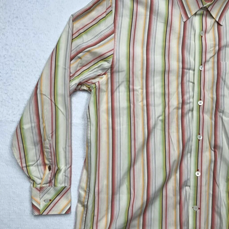 Indigo Palms Dress Shirt Mens L Multicolor Stripe Spread Collar Cotton Pocket - Image 4 of 4