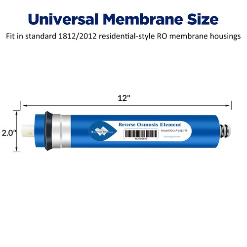Repuesto de filtro de agua estándar de ósmosis inversa de membrana 75GPD RO 11,75""x1,75 - Imagen 2 de 8