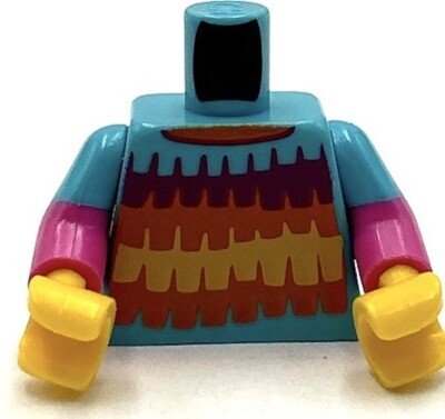 Lego New Medium Azure Torso Shirt Magenta Orange and Yellow Stripes ...