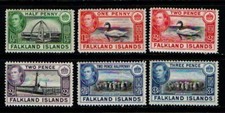 Falkland Islands 1938 1950 King George VI Pictorial selection to 3d Mint