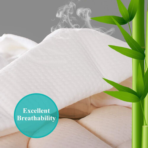 Cooling Bamboo Mattress Protector Waterproof Quilted Pad Breathable Deep Cover - Picture 7 of 7
