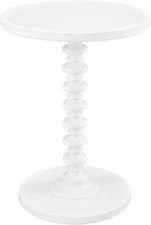 Furniture  round Spindle, White Table 17 X 22.25 X 17