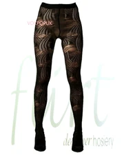 LACE TIGHTS TEXTURED SWIRL PATTERN By Flirt 8% Elastane UK S/M Up To Hip 36"