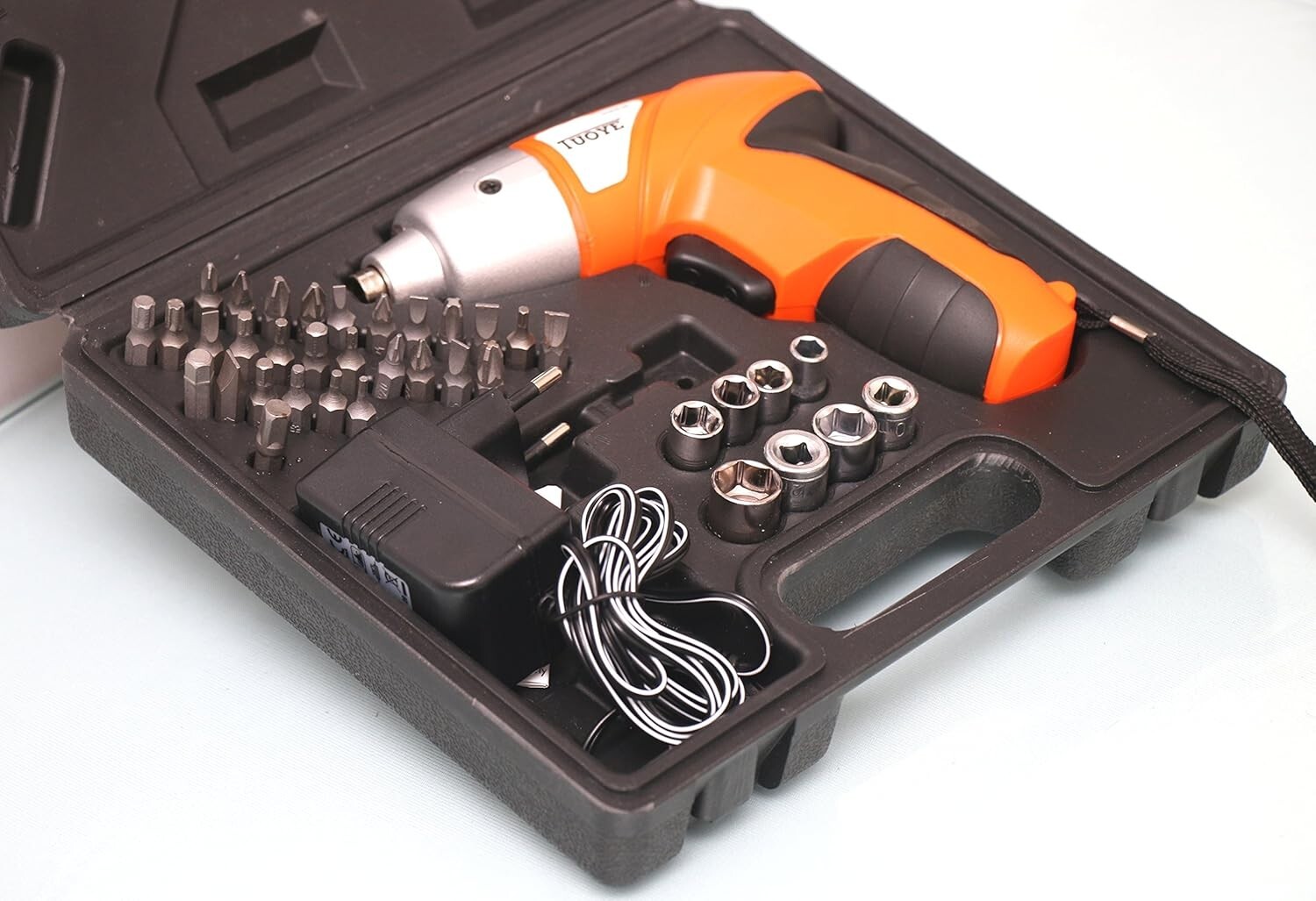 Avvitatore elettrico a batteria con 45 accessori e torcia LED foto 2
