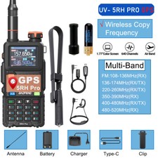 BAOFENG 5RH GPS 10W WALKIE TALKIE MULTI BAND RECHARGEABLE TWO WAY RADIOS T2 KIT