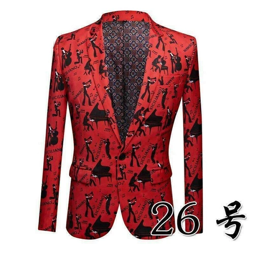 Herren chinesischer Stil Blumendruck Revers Mantel Jacke schmale Passform lässig Langarm - Bild 9 von 51