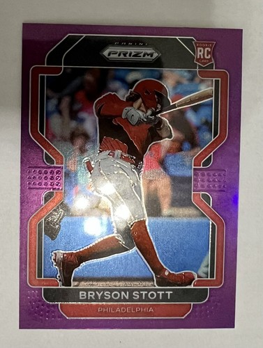 2022 Panini Prizm Purple Prizm RC #63 Bryson Stott Rookie Philadelphia Phillies - Picture 14 of 21