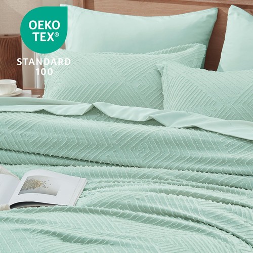 7 Pieces King Size Comforter & Sheet Set Aqua Blue Bed in a Bag Boho All Season - Picture 7 of 14