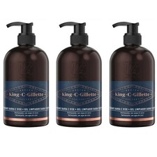 3 pezzi King C Gillette Detergente barba e viso pulizia sapone cura peli 350ml