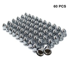 Pack Of 60 Chrome 33mm Push-on Bullet Flanged Lug Nut Covers For Semi Trucks Pack Of 60 Chrome 33mm Push-on Bullet Flanged Lug Nut Covers For Semi Trucks