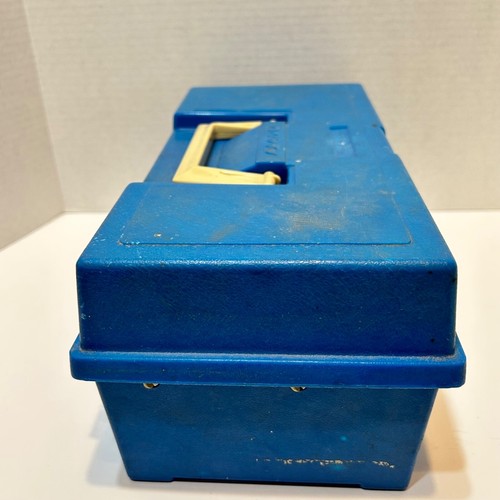 Vintage Plano Fishing Tackle Box with Hinged Tray Latch Blue 13 x 6 x 5 inches - Picture 7 of 9