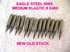 12  Eagle Pencil Co.  Steel Dip Nibs,- # E460 Medium Elastic, New Old Stock