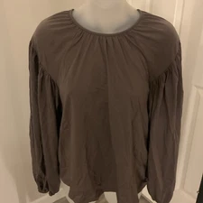 a - new day Women's Long Sleeved Shirt Top Blouse Elastic cuffs EUC