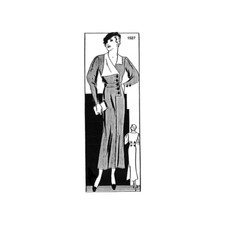 Past Patterns 1527 - Mid 1930s Flap Collar Dress Sewing Pattern bust size 36"