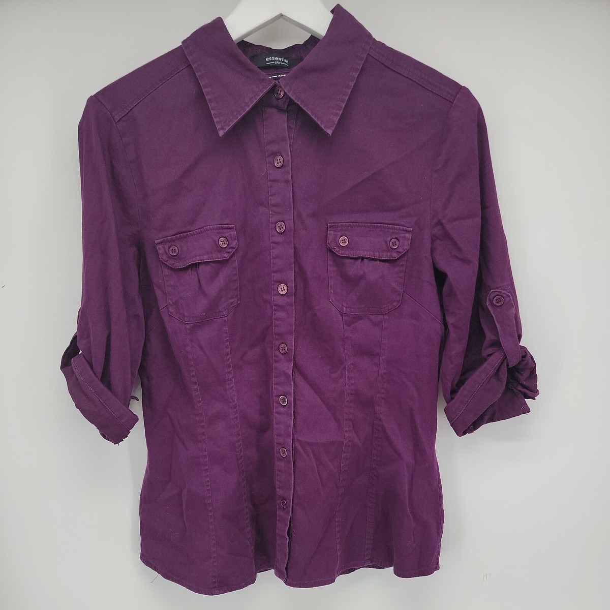 Womens Apt 9 Essential Shirt Burgundy Purple Quarter Sleeve Button Shirt Size M | eBay Womens Apt 9 Essential Shirt Burgundy Purple Quarter Sleeve Button Shirt Size M | eBay