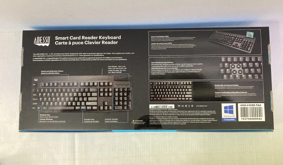 Adesso Card Reader Keyboard & Mouse Set (AKB-6305B, iMouse M6) - Black, Sealed - Image 2 of 4