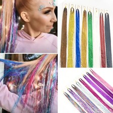 False Synthetic Hair Extension Glitter Tinsel Straight Ponytail Headdress Shiny
