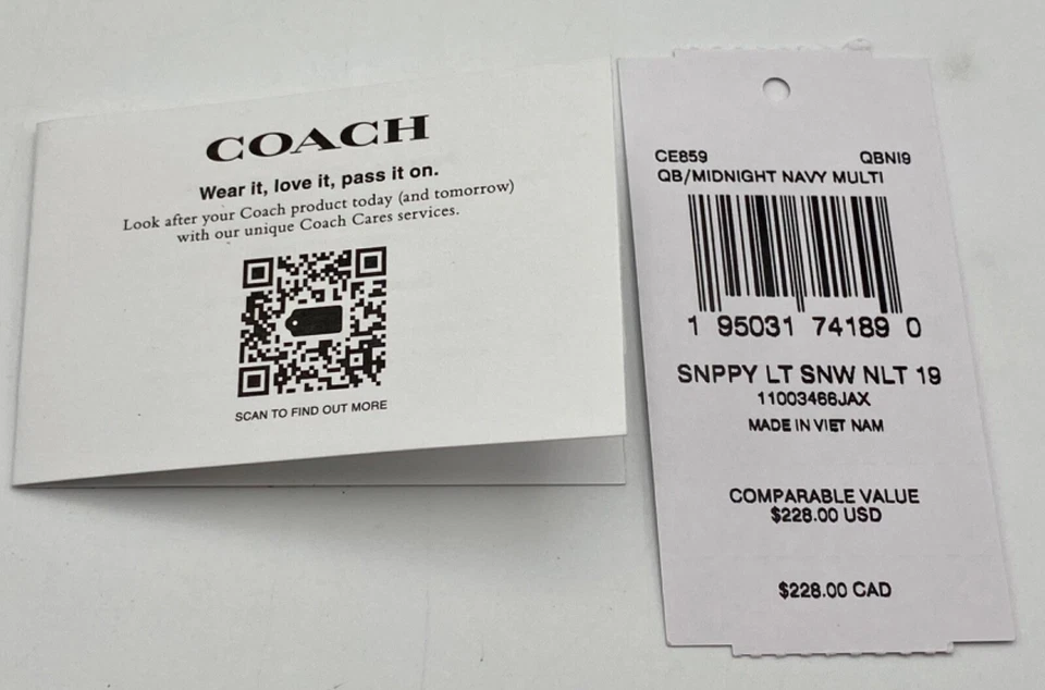 NUEVO CON ETIQUETAS Coach X PEANUTS LET IT SNOW 19 en lona con SNOOPY & WOODSTOCK ¡Navidad! Foto 2 de 4