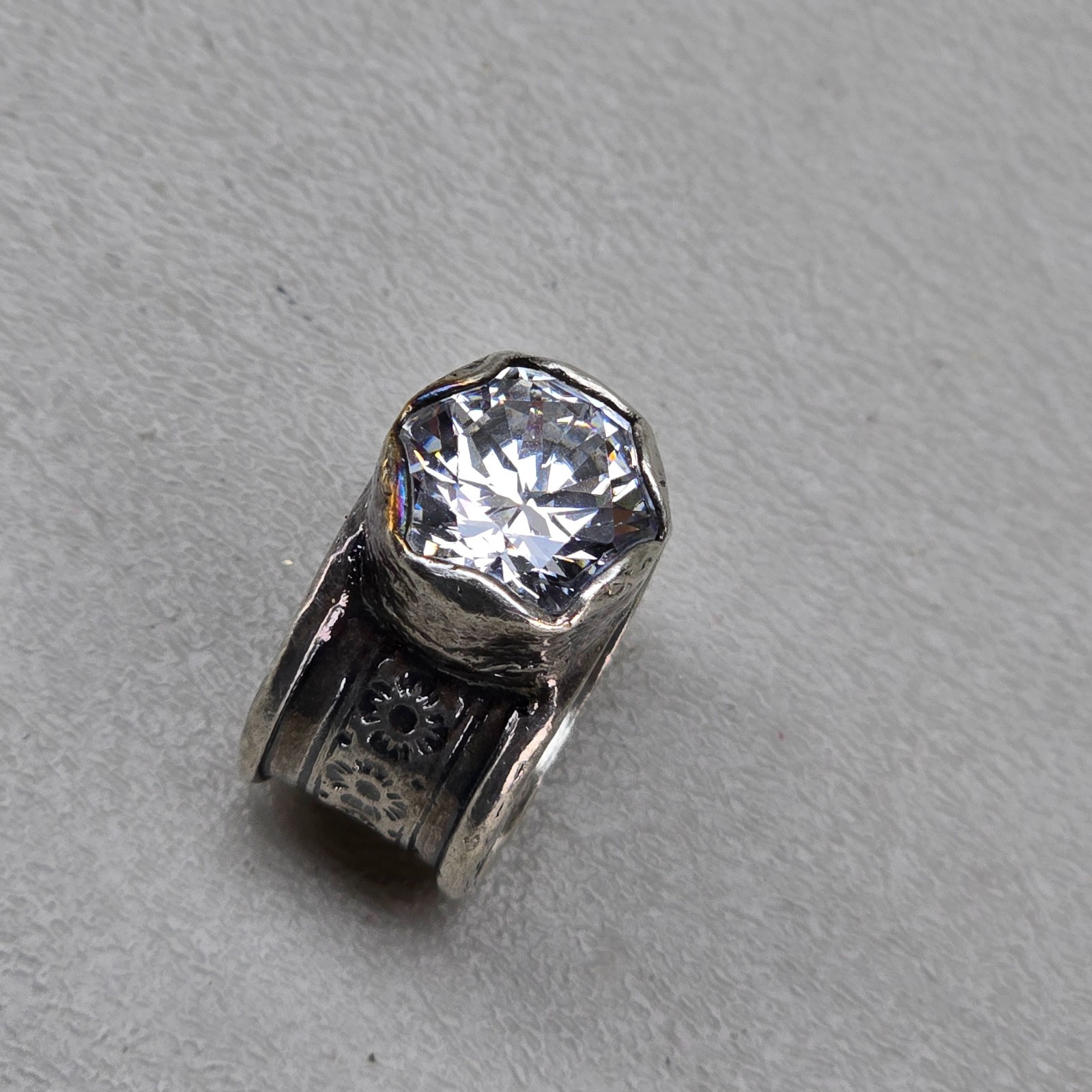 Silpada Chunky Statement Ring Large CZ Sterling S… - image 1