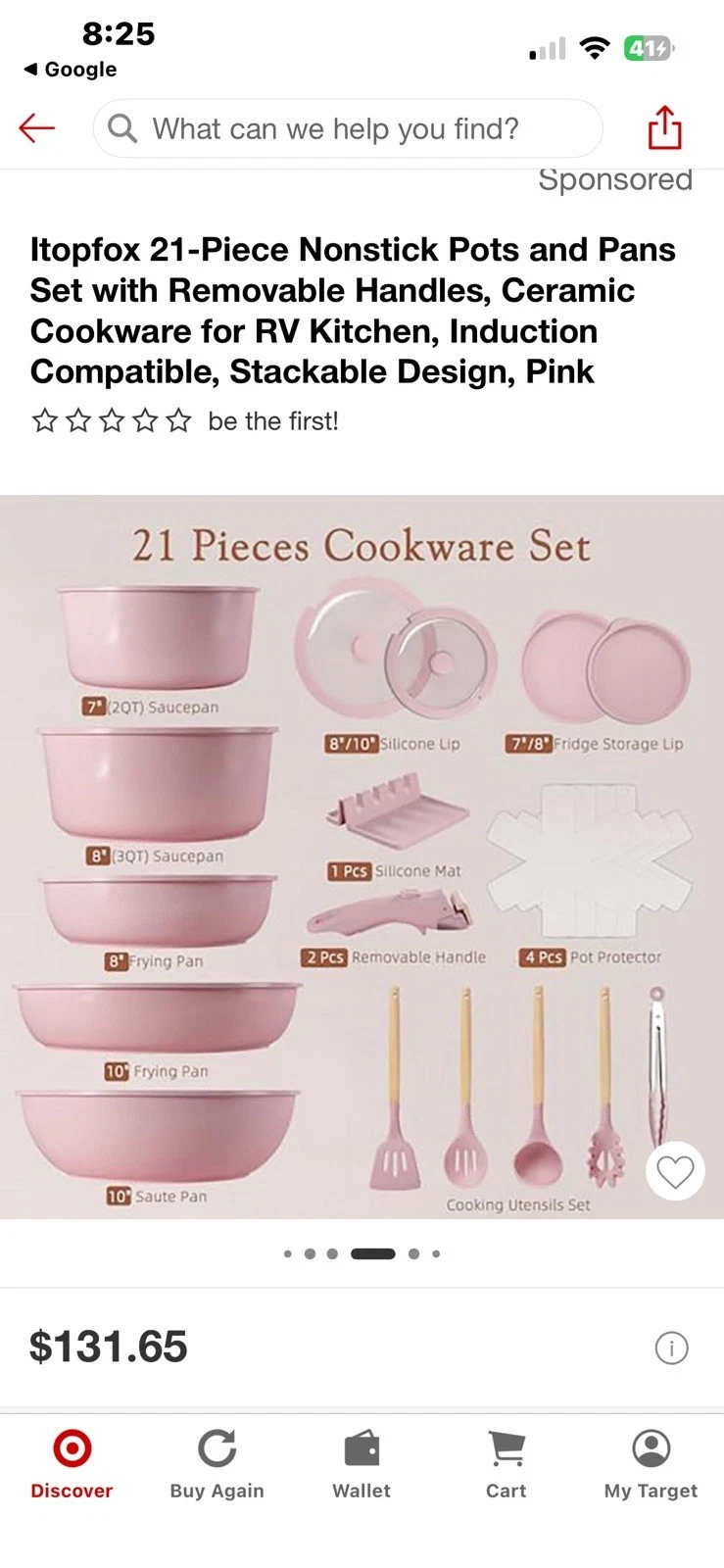 Astercook 20-Piece Ceramic Pots and Pans Set, Nonstick Cookware Set with Detacha