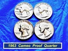 Gem Cameo ➫  1963 PROOF Silver Quarter ➫ High Grade Silver Proof ➫ 263pra