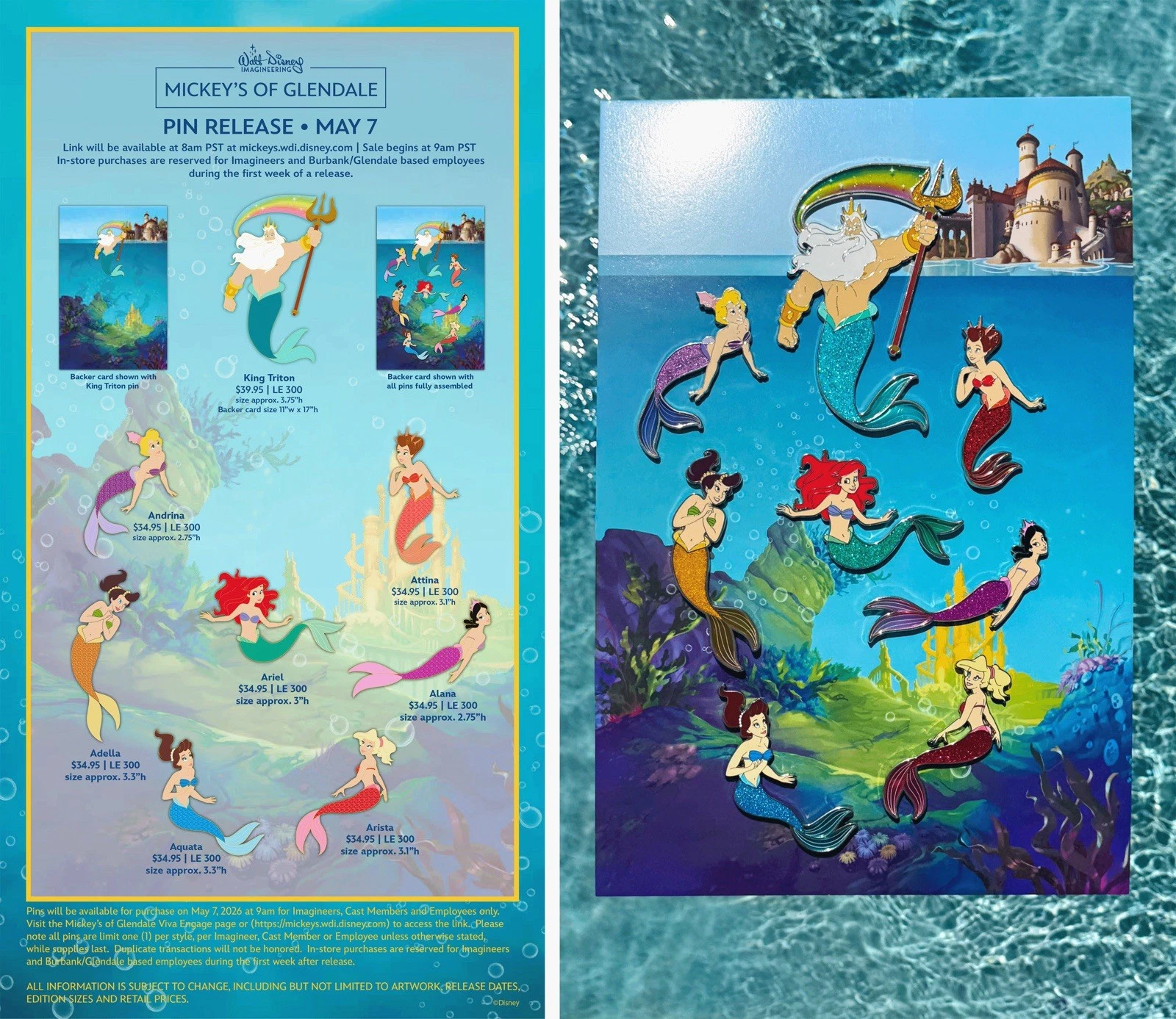 WDI MOG The Little Mermaid Pin Set LE 300