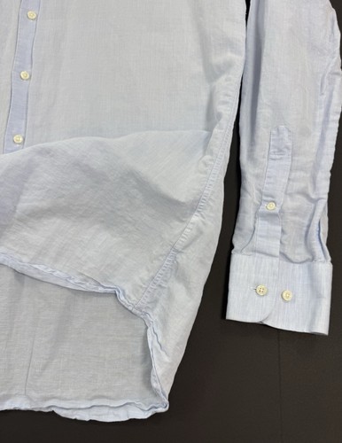 Suitsupply Shirt Mens Size 17 43 Extra Slim Tessitura Monti Linen Cotton Blue - 第 4/11 張圖片