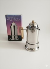 **ALPU PUPPIENI VANESSA Moka 2 Tazze ORO 24K INOX NOS Lusso Made Italy**