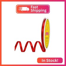 LEEQE Double Face Red Satin Ribbon 1/4 inch X 50 Yards Polyester Red Ribbon for
