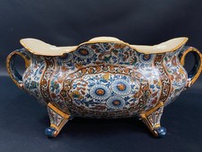 Large Oblong Planter In Gien Earthenware Persian Décor From 1880-1890