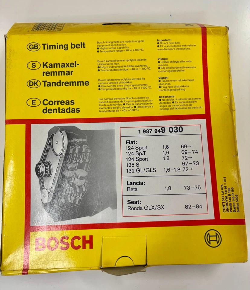 Bosch Zahnriemen 1 987 949 030 NOS Made in Germany Fiat 124 125 132 Lancia Beta - Bild 1 von 4
