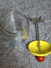 Vintage Glass Food Chopper/Measuring Jar, Yellow Lid, Red Wooden Knob — photo 7