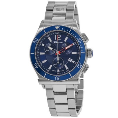 New Salvatore Ferragamo 1898 Sport Chronograph Blue Dial Men's Watch SFYL01622