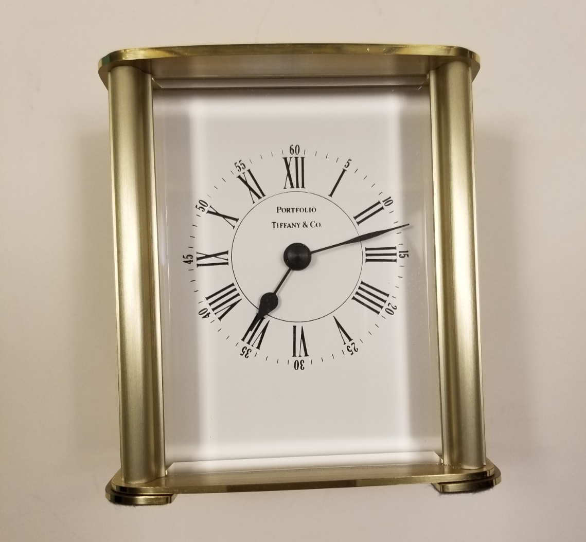 Tiffany & Co. Portfolio真鍮置き時計ドイツ製高12cm動作 Portfolio by Tiffany & Co. Brass Desk Clock - German Made, Tiffany