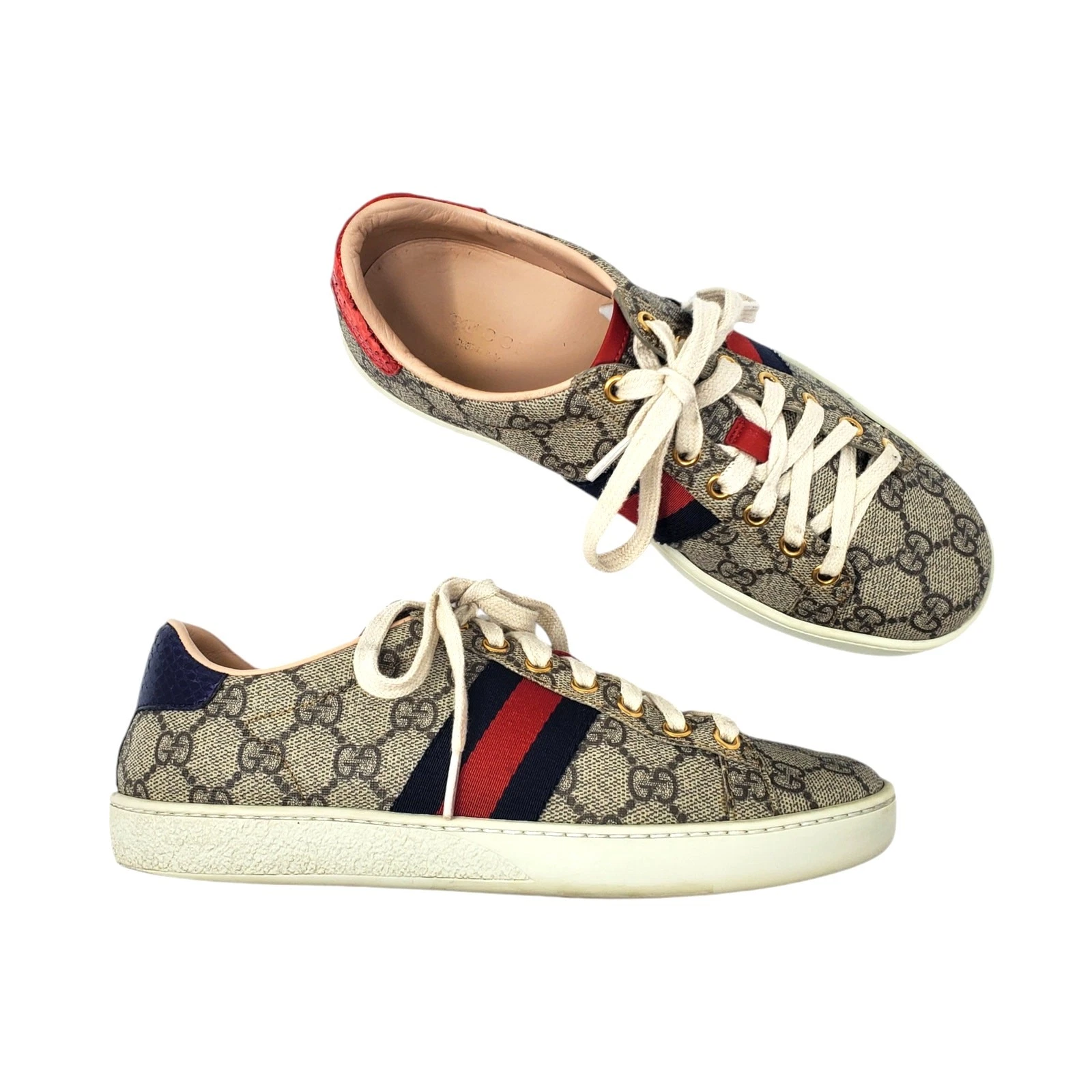 Baskets basses femme Gucci GG Supreme en toile 499410 beige pointure 36,5 US 6,5