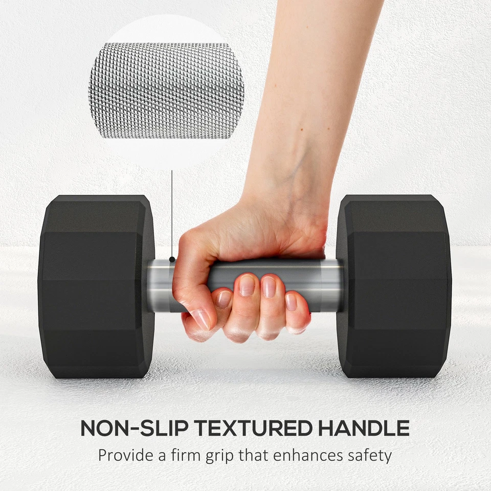 SPORTNOW Dumbbells Weights 2x10kg Set w/12-Sided Shape&Non-Slip Grip Refurbished, photo 4 of 5