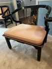 Hand‑Painted Chinoiserie Lacquer Armchair (with Brass Accents)