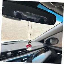 Cherry Car Decor Accessories for Women Cute Car Crystal Suncatcher Rear View
