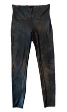 Spanx Women's Faux Leather Black Leggings XL Pull On Elastic Waist Slimming