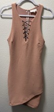 ASTR The Label Bodycon Dress Sleeveless Lace Chest Back Zip Pink Womens Small