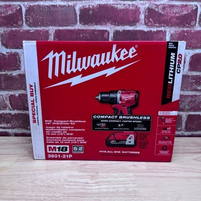 Milwaukee MILWAUKEE M18 18V Cordless Drill Driver - 3601-21P Bag Charger Battery