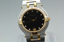 [Near MINT] GUCCI 9000M Diamond Bezel Black Dial 32mm Date Quartz Women's Watch