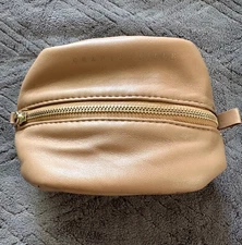 Chantecaille Makeup Cosmetic Bag Faux Leather Beige Size Small