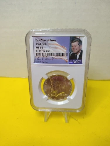 1964  Silver Kennedy Half Dollar MS64 NGC (PORTRAIT HOLDER) First Year Of Issue