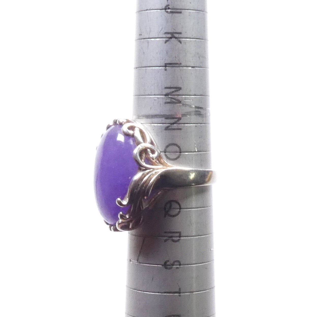 Ladies Ring Solitaire Statement Purple Cabochon G… - image 2